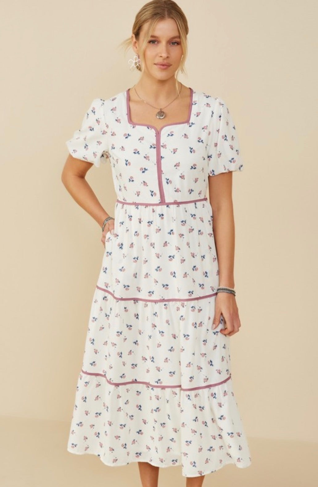 wendy ditsy midi dress Wendy Floral Midi Dress (Women)