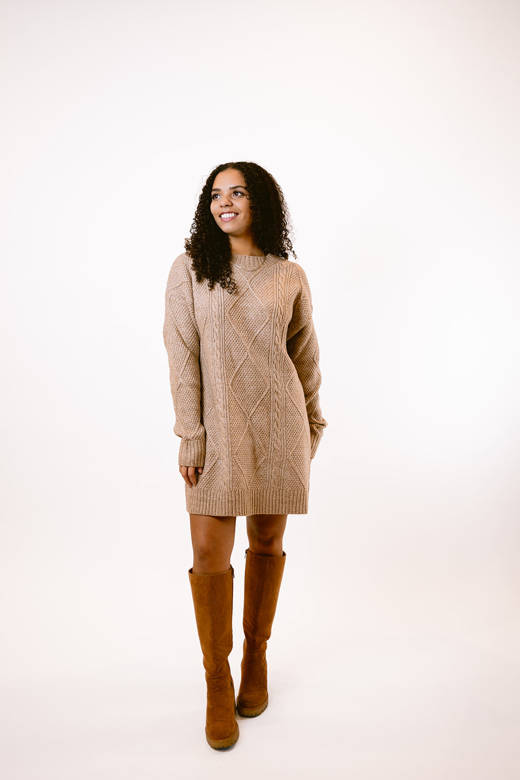 Knit Sweater Dress in Fawn XL Knit Sweater Dress in Fawn XL