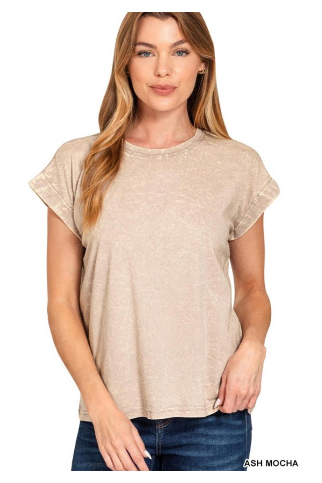 Crinkle Washed Round Neck Tee