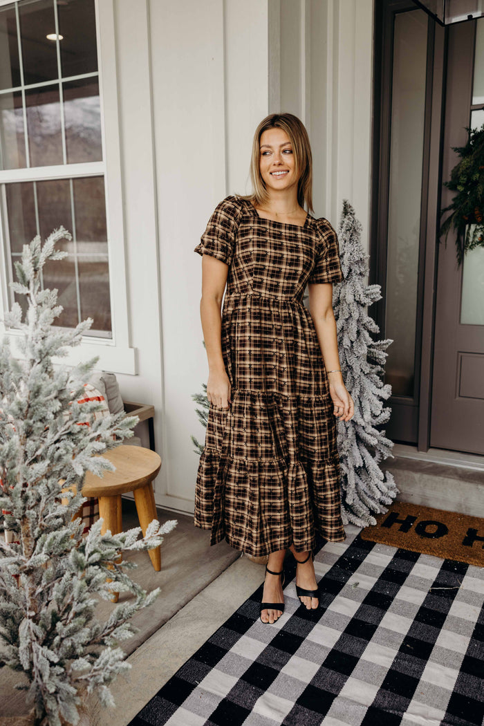 Jules Plaid Truffle Midi Dress