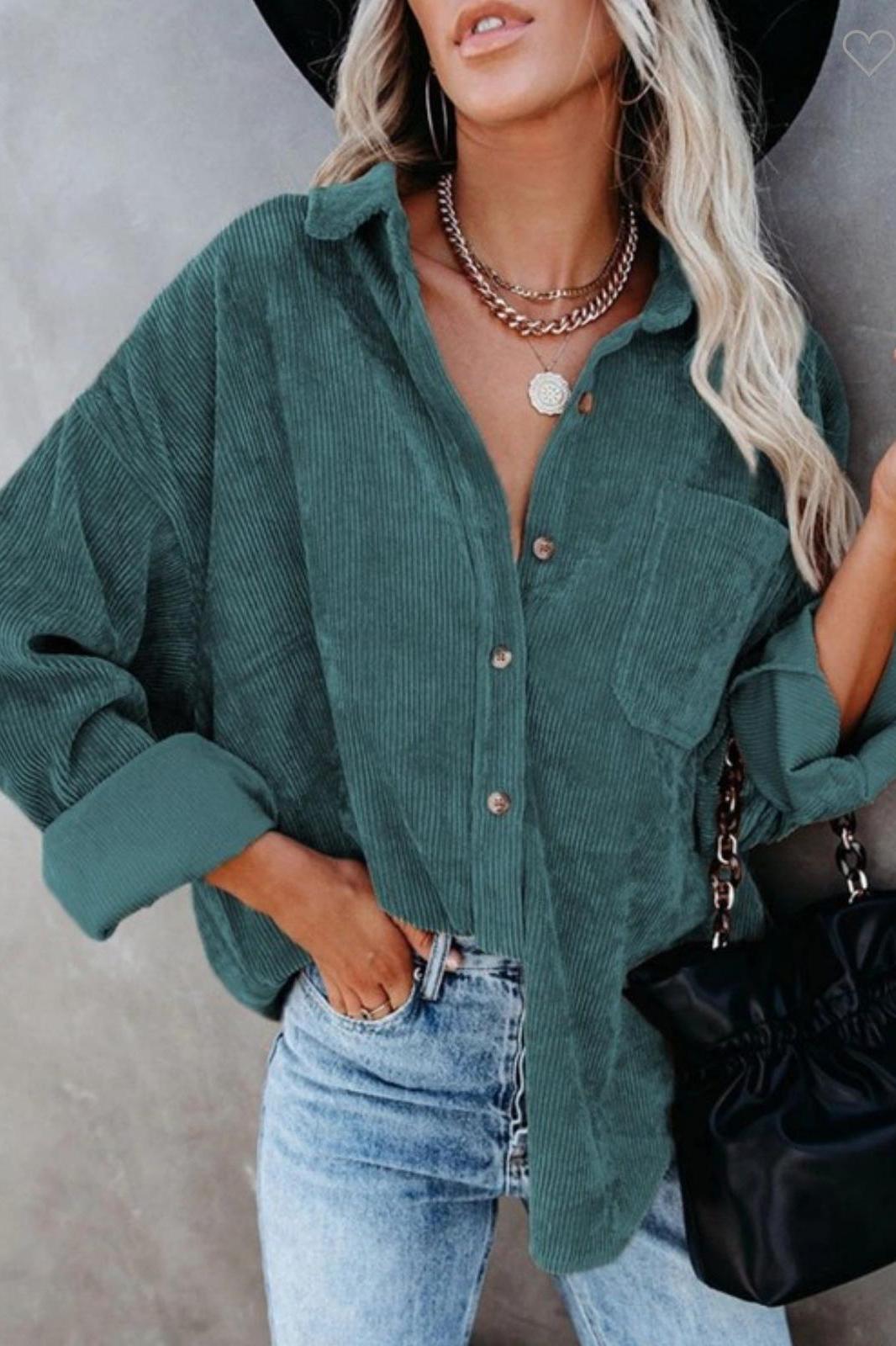 Sage Corduroy Shacket