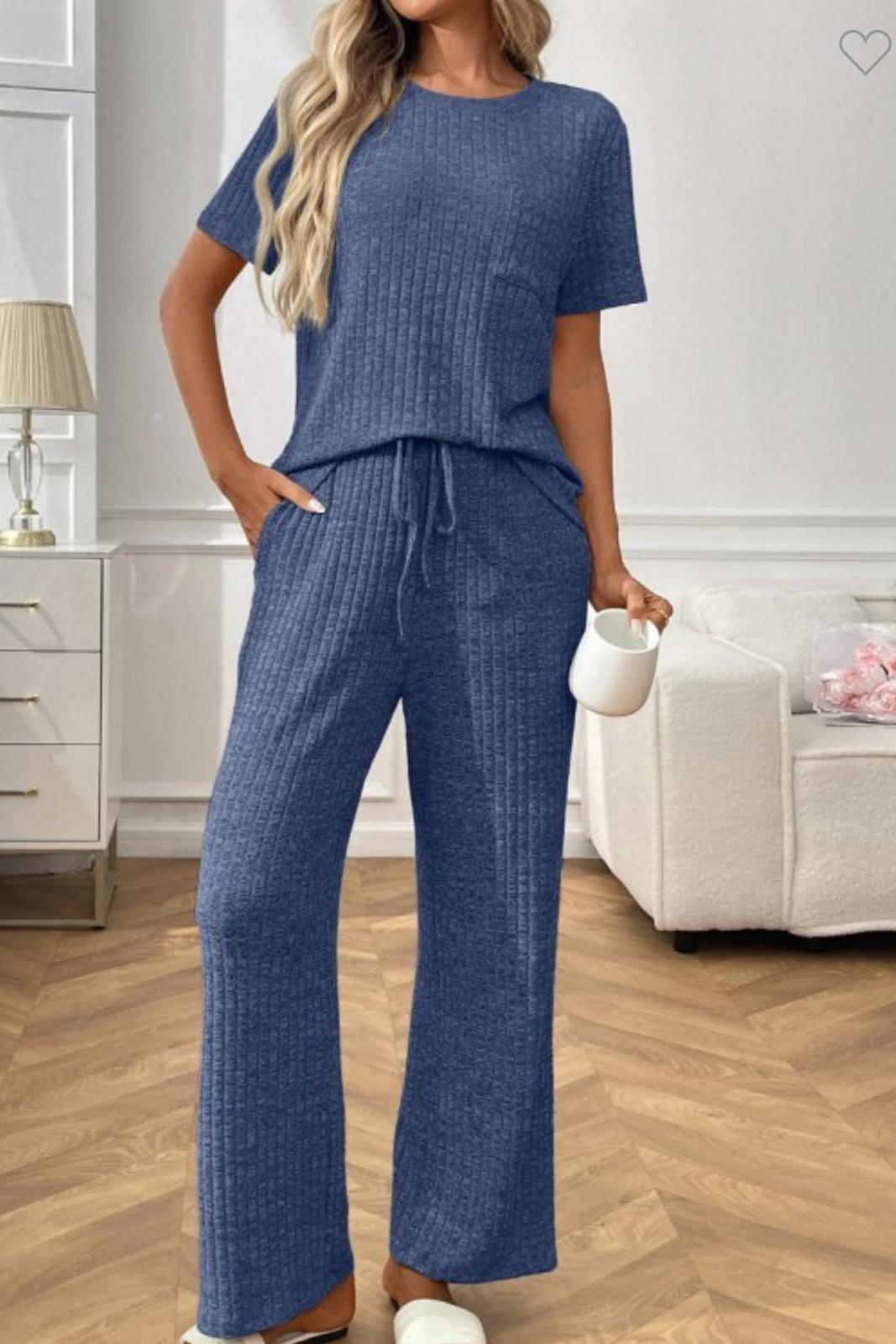 Leslie Ribbed Short Sleeve Set