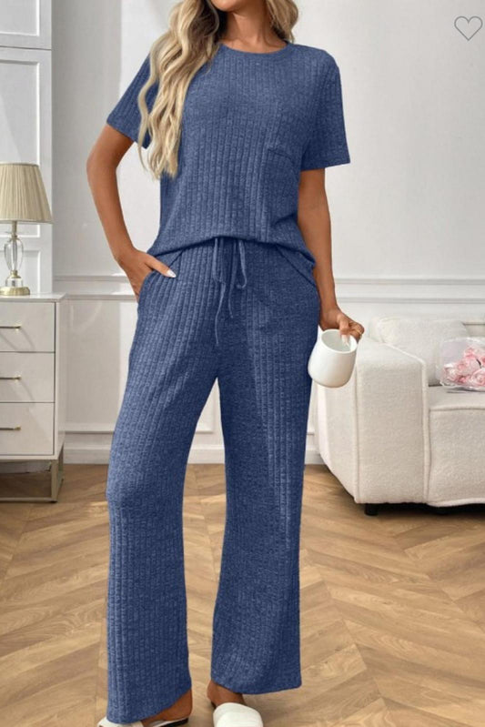 Leslie Ribbed Short Sleeve Set