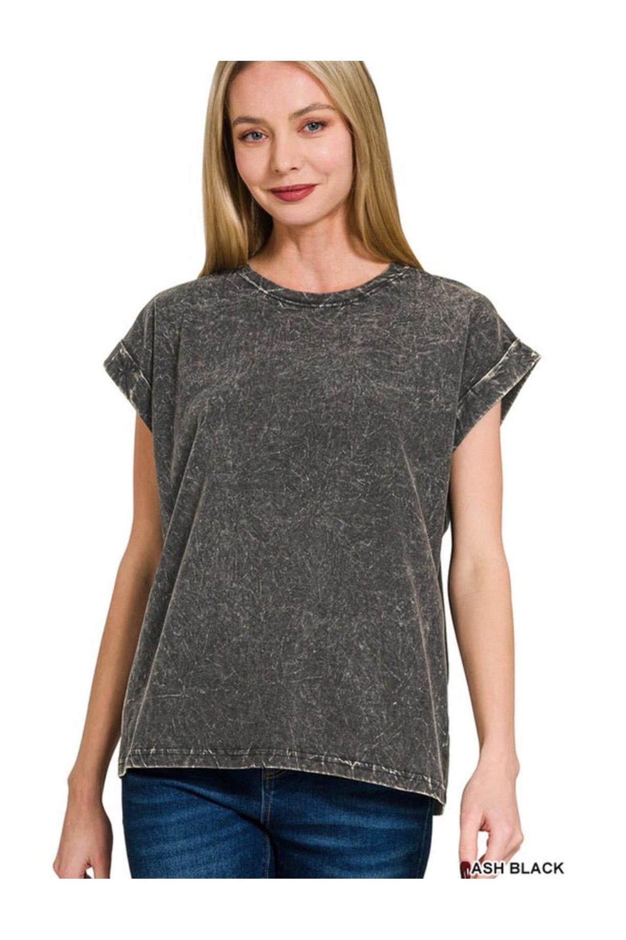 Crinkle Washed Round Neck Tee