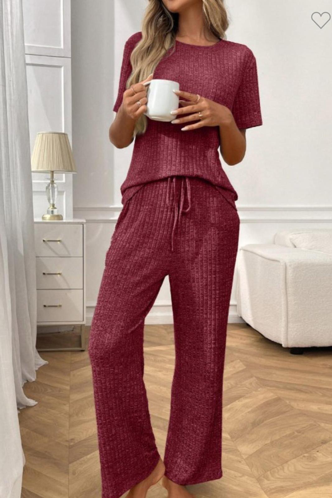 Leslie Ribbed Short Sleeve Set