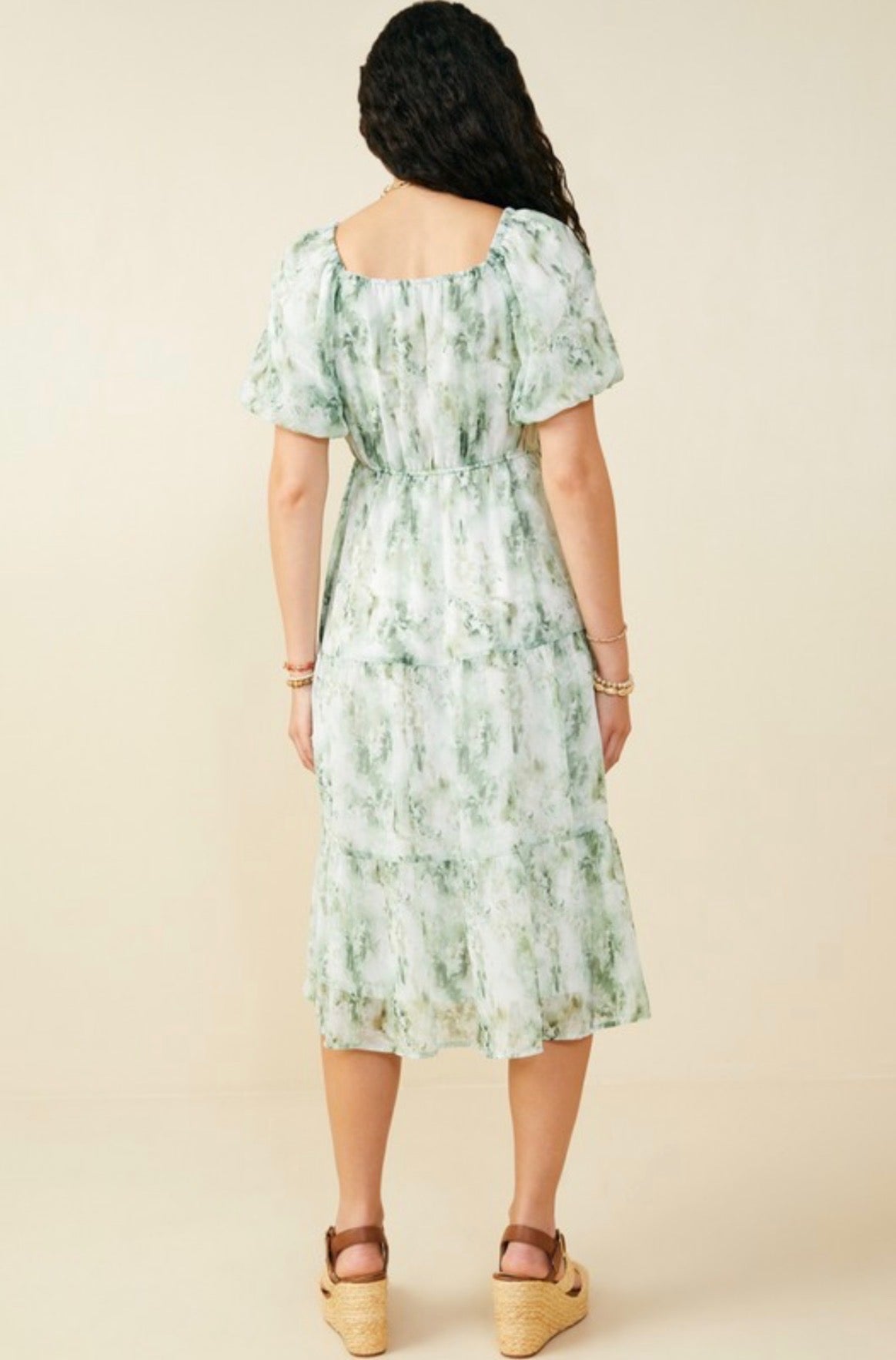 Green Floral Midi Dress
