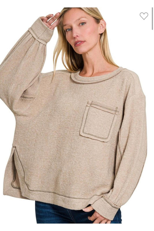 June Hi-low Round Neck Sweater