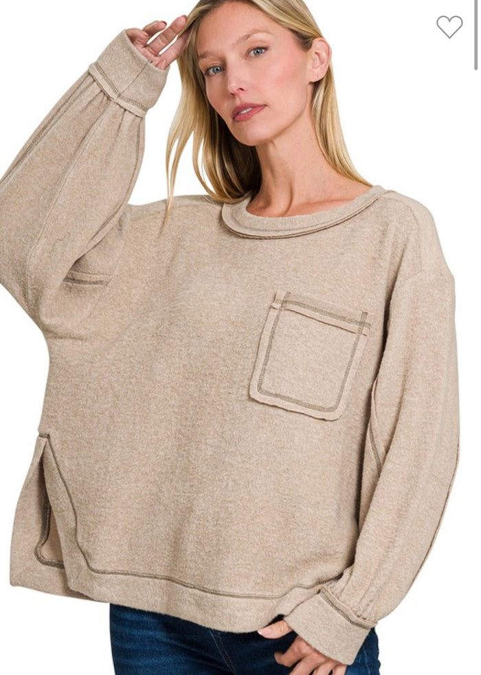 June Hi-low Round Neck Sweater