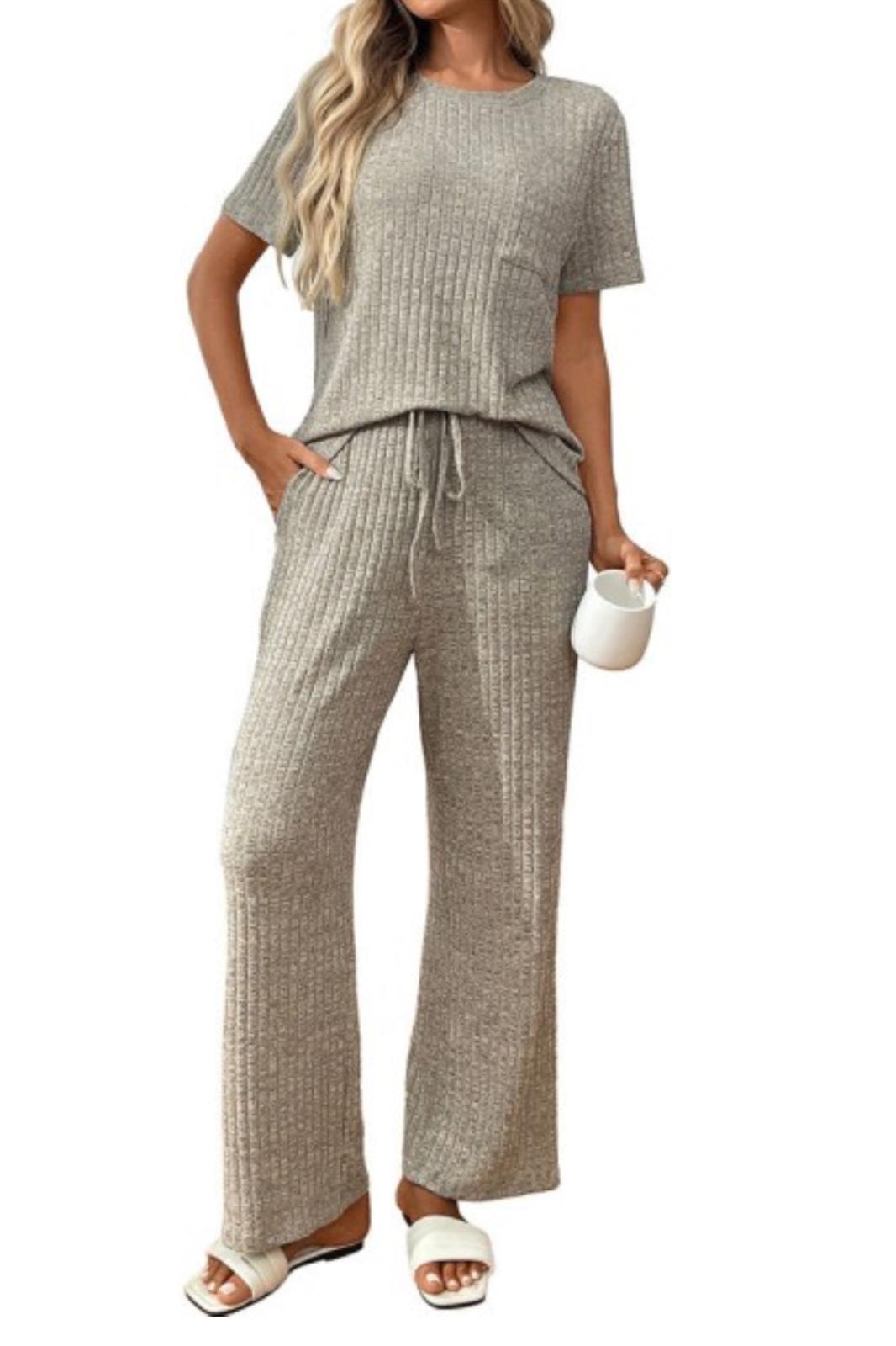 Leslie Ribbed Short Sleeve Set