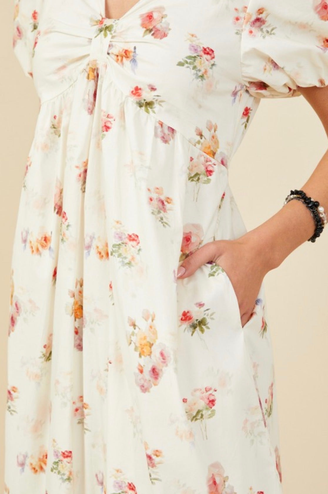 Mara Floral Puff Midi Dress
