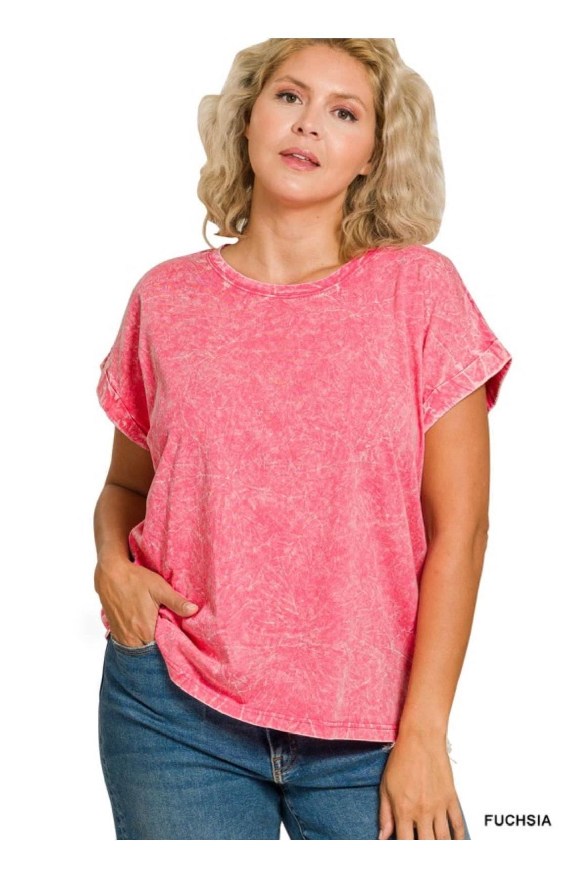 Crinkle Washed Round Neck Tee