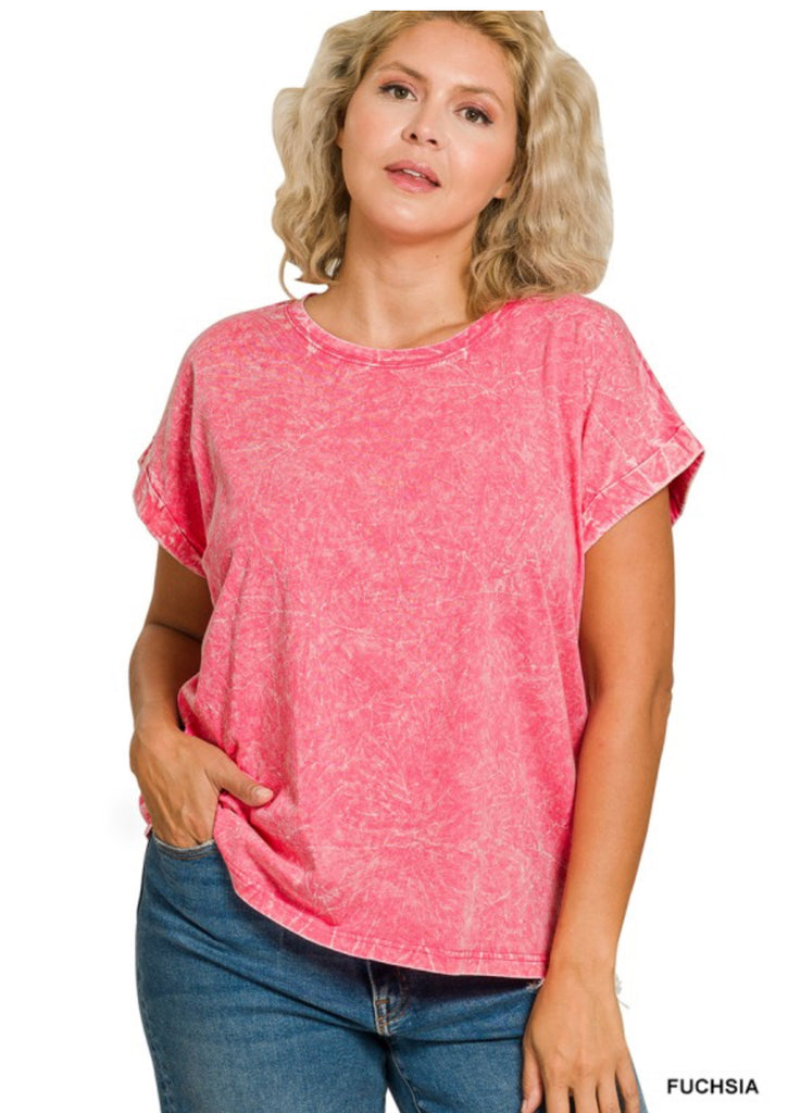 Crinkle Washed Round Neck Tee