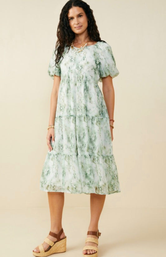 Green Floral Midi Dress