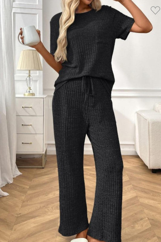 Leslie Ribbed Short Sleeve Set