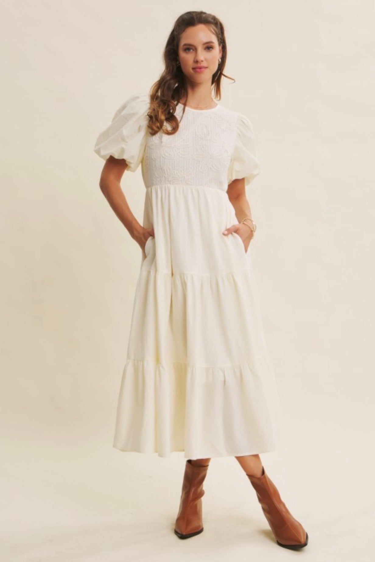 The Everly Embroidered Midi Dress