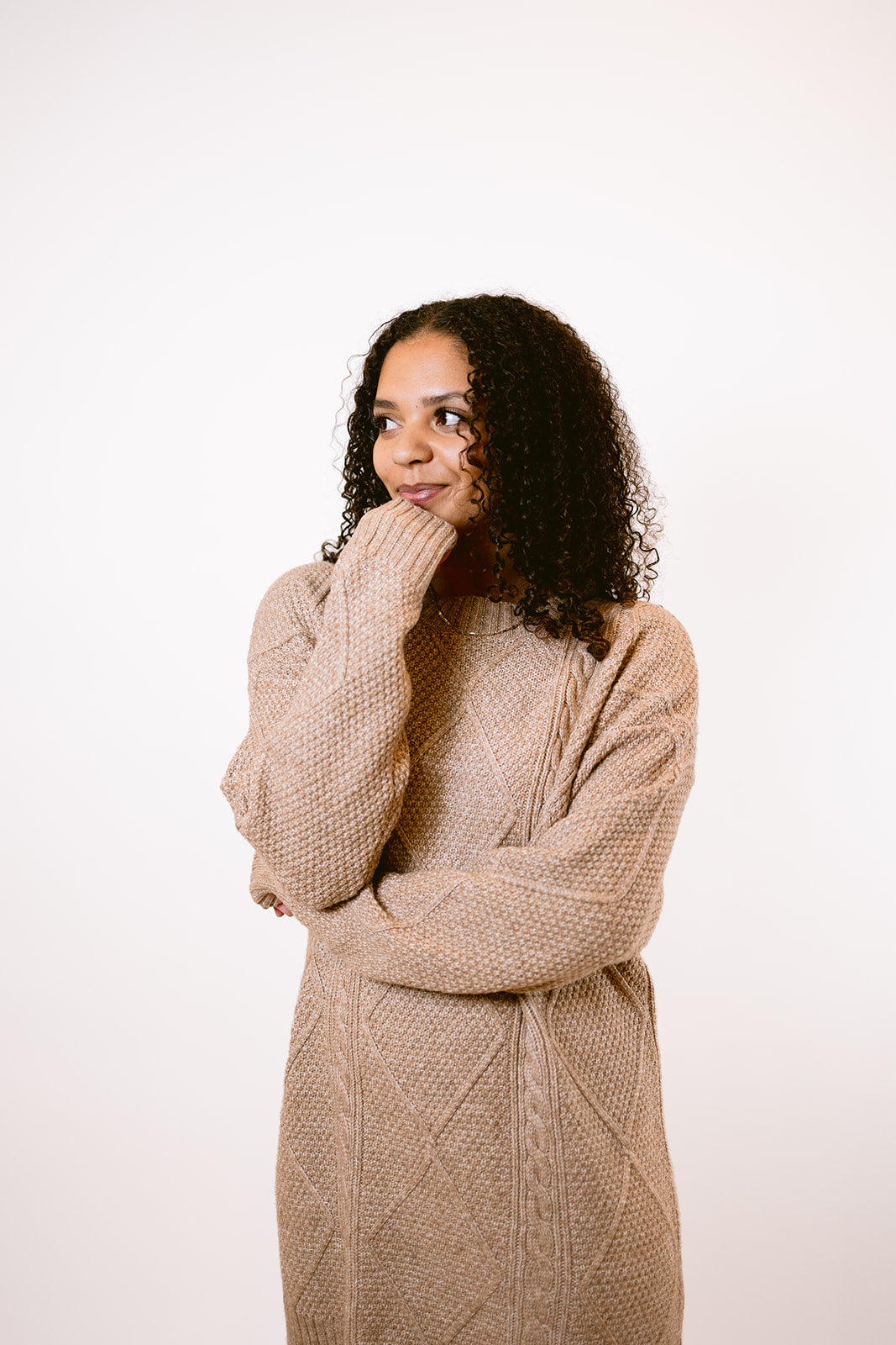 Knit Sweater Dress in Fawn XL Knit Sweater Dress in Fawn XL