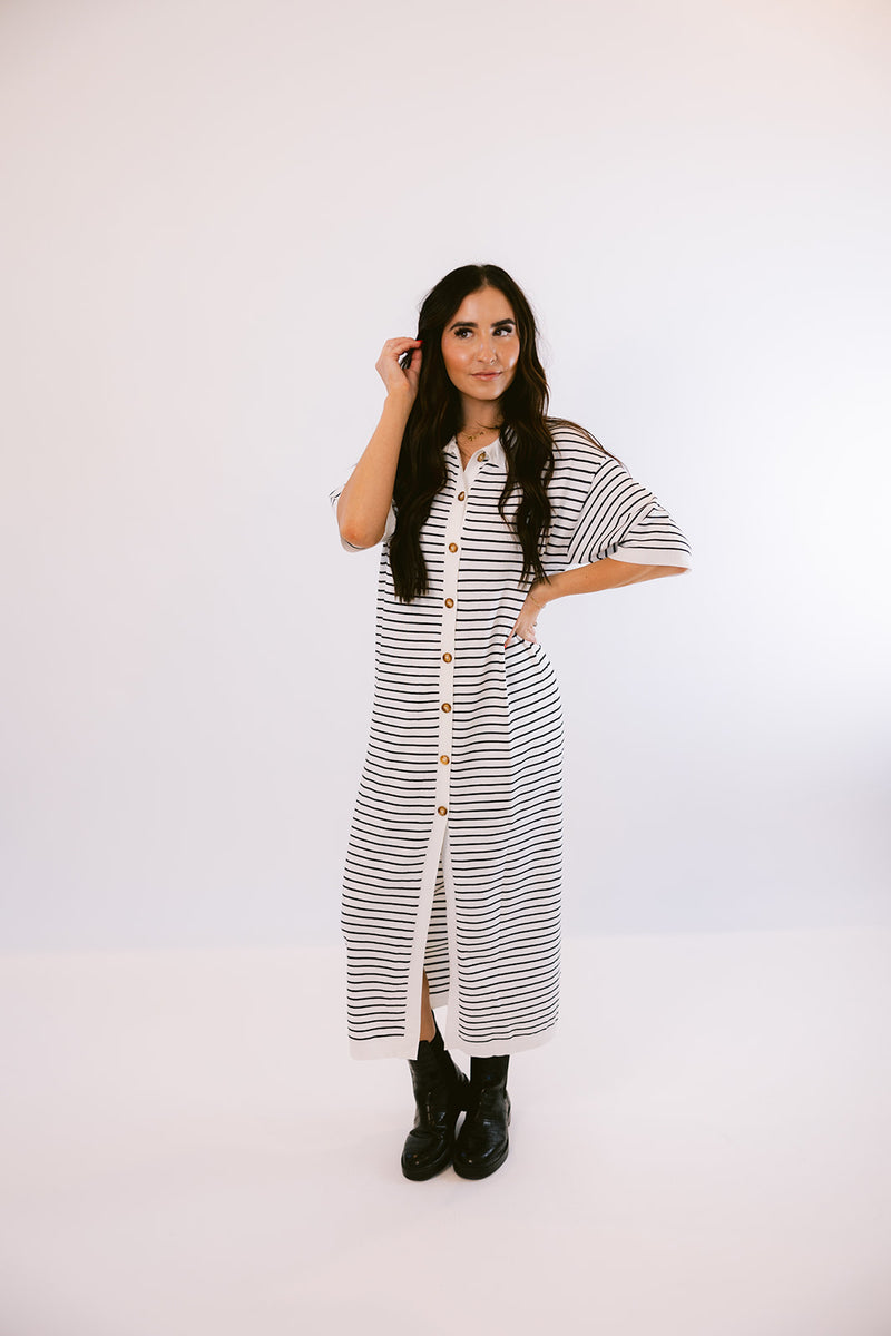 Black and white striped sweater dress online