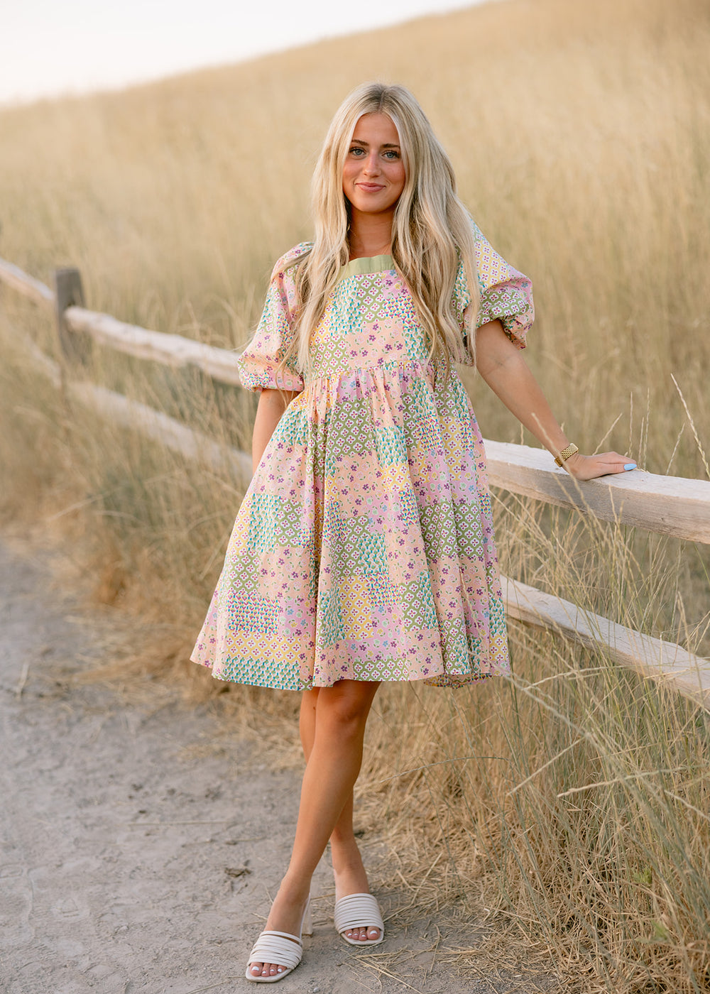 Patchwork floral dress clearance