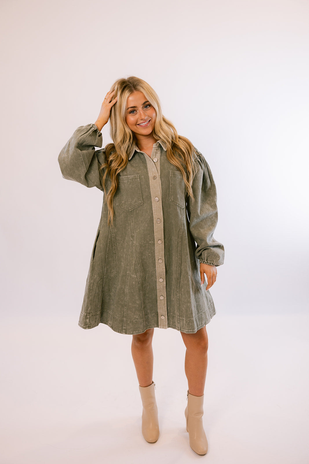 Combat dress in Ash Green