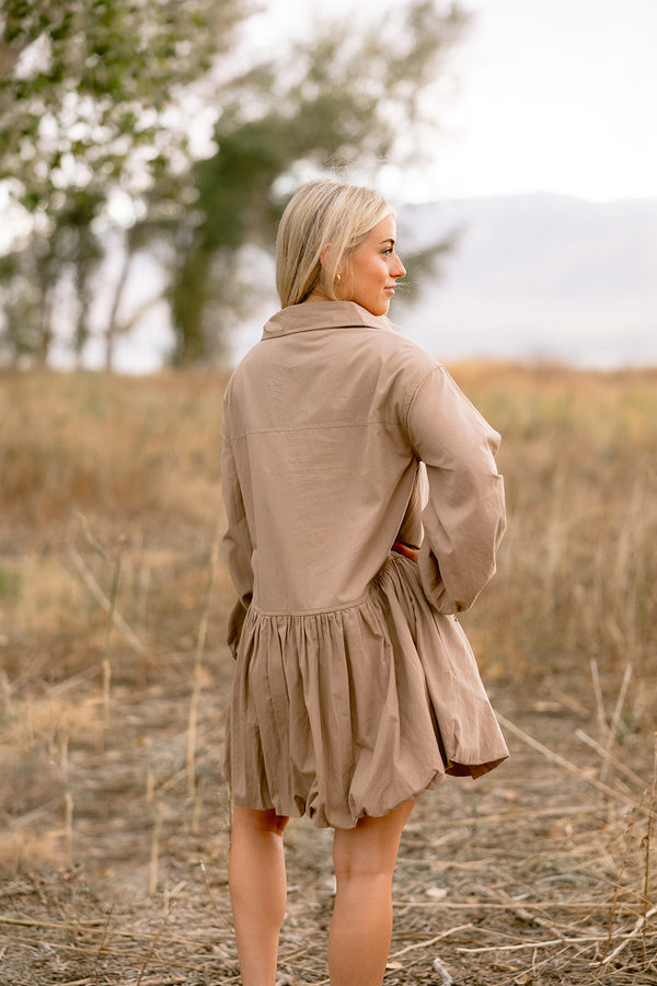 Bubble Dress in Toffee