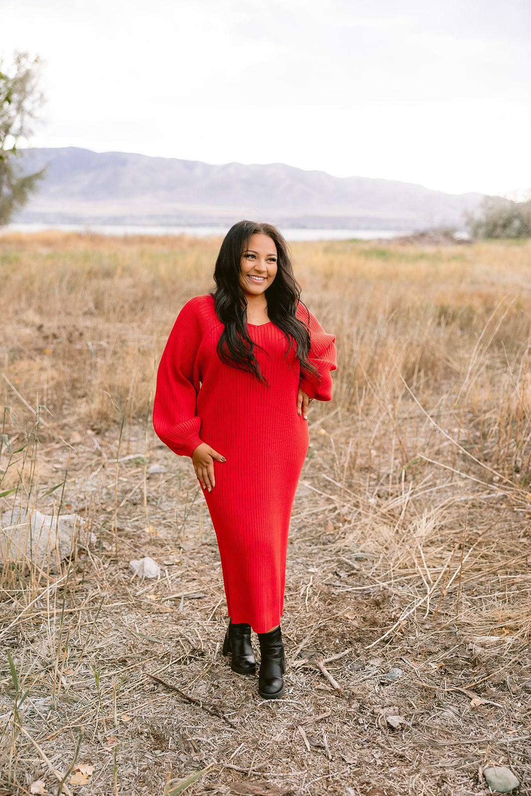 Sweater Dress in Candy Red