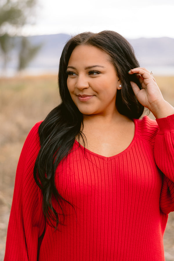 Sweater Dress in Candy Red