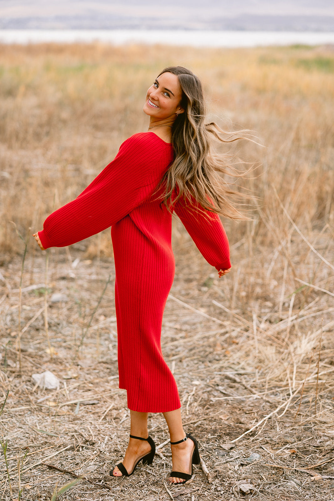 Sweater Dress in Candy Red