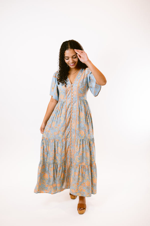 Baby Blue Border Midi
