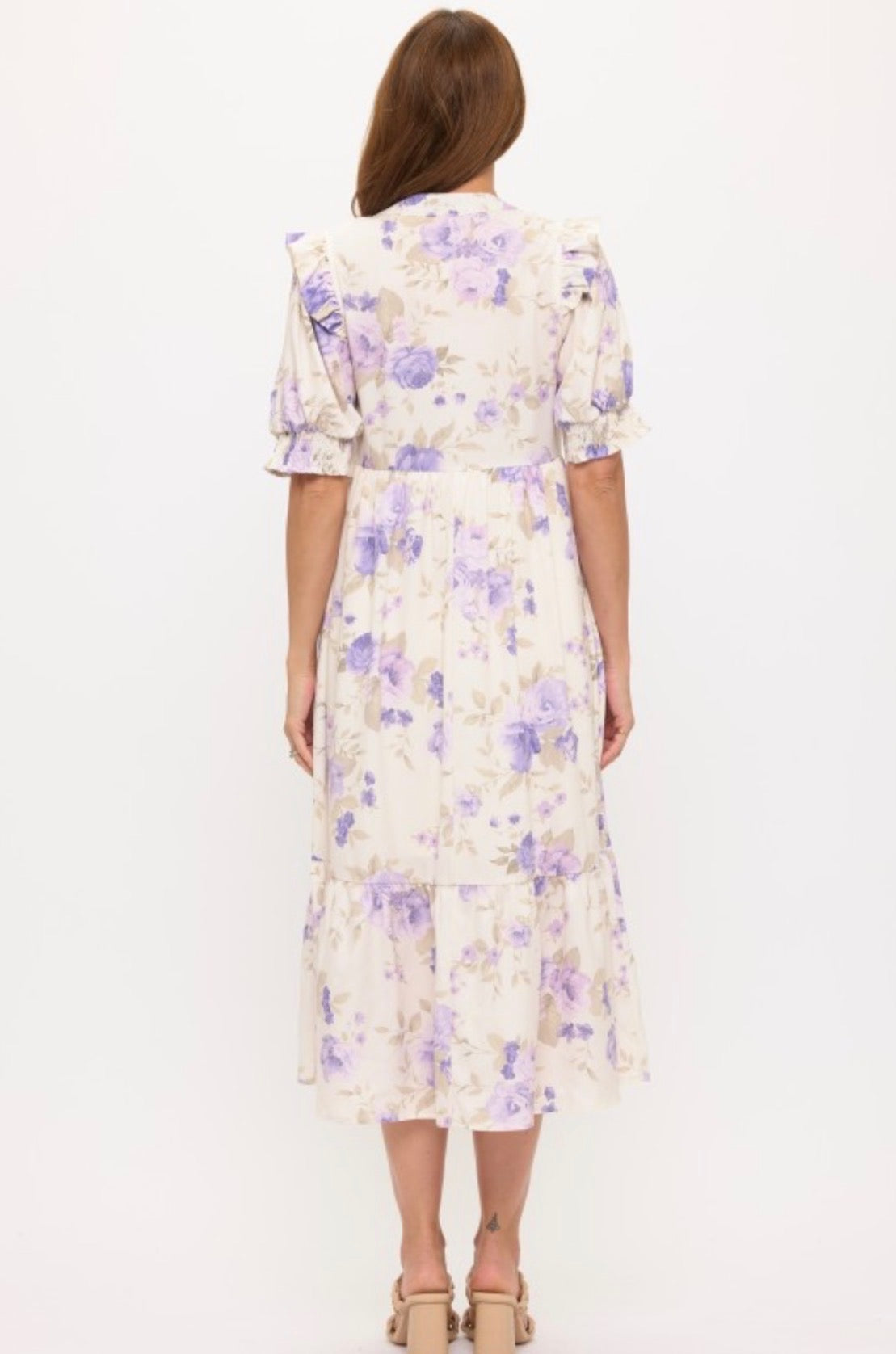 Lavender Floral Midi Dress