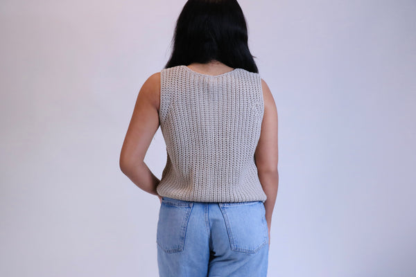 Button Up Sweater Vest in Stone