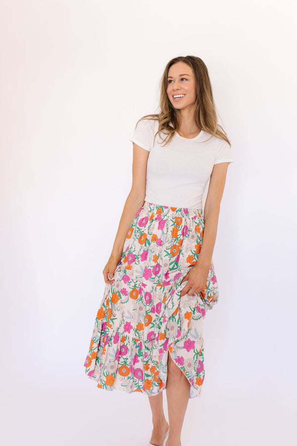 Floral Sunrise  Maxi Skirt