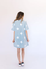 Independence T-Shirt Dress in Baby Blue